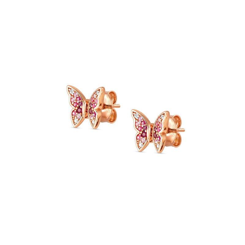 Nomination Crysalis Earrings, Studs, Butterfly, Pink Cubic Zirconia, Silver