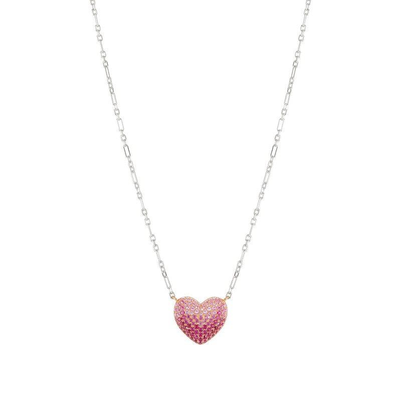 Nomination Crysalis Necklace, Heart, Pink Cubic Zirconia, Silver