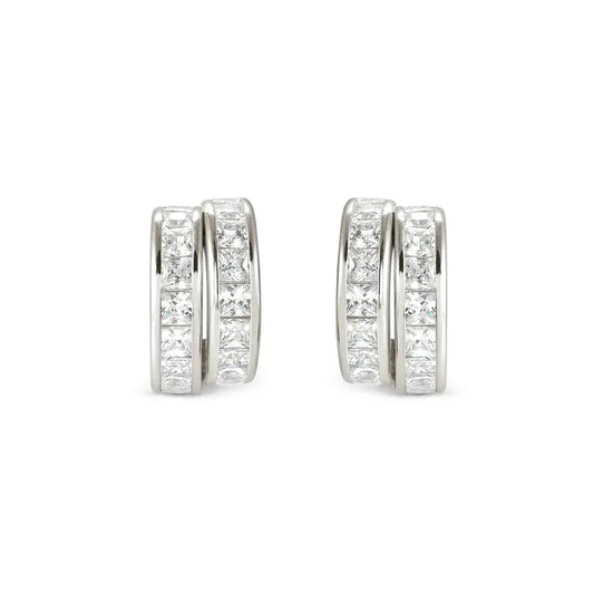 Nomination Day Tonight Hoop Earrings with Cubic Zirconia, Sterling Silver