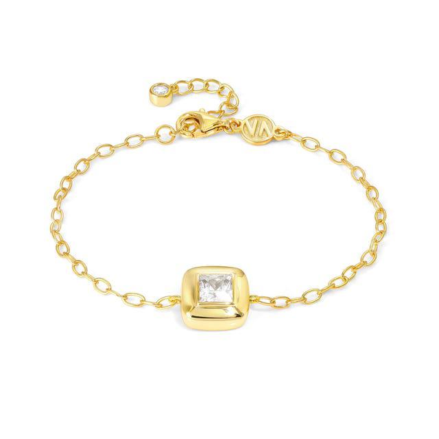 Nomination Domina Bracelet, Square, Cubic Zirconia, 24K Gold