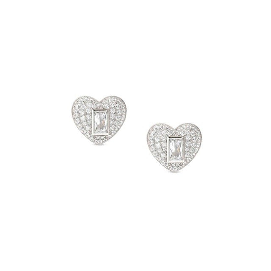 Nomination Domina Earrings, Heart, Pave, Cubic Zirconia, Silver