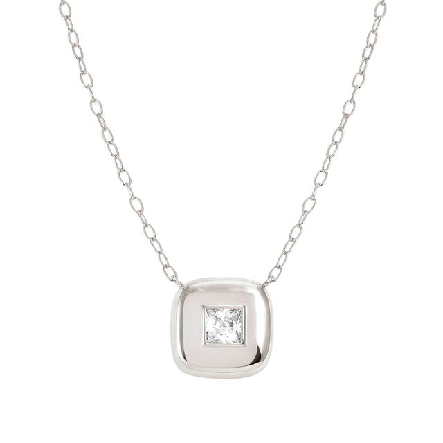 Nomination Domina Necklace, Square Pendant, Cubic Zirconia, Silver