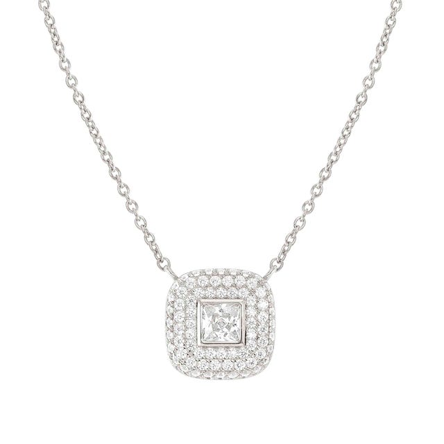 Nomination Domina Necklace, Square Pendant, Pave, Cubic Zirconia, Silver