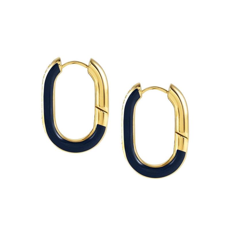 Nomination Drusilla Earrings, Blue Enamel, Cubic Zirconia, Gold PVD, Stainless Steel