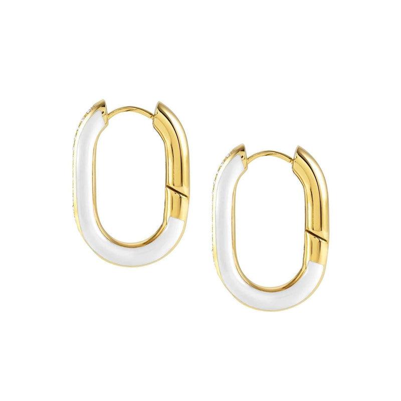 Nomination Drusilla Earrings, White Enamel, Cubic Zirconia, Gold PVD, Stainless Steel