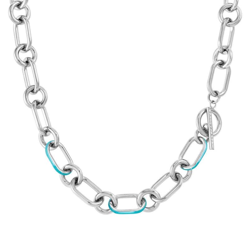 Nomination Drusilla Necklace, Turquoise Enamel, Cubic Zirconia, Silver, Stainless Steel