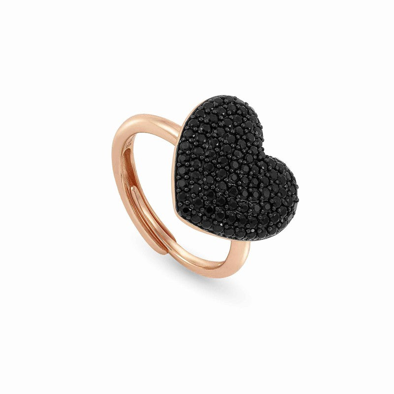 Nomination Easychic Ring, Black Heart, 22K Rose Gold