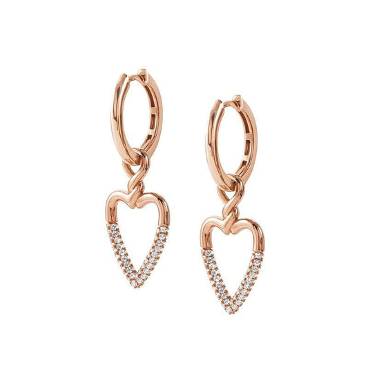 Nomination Endless Earrings, Heart, Cubic Zirconia, 22K Rose Gold