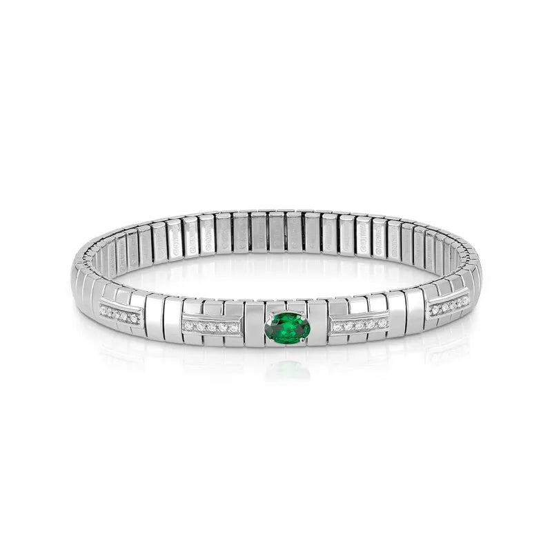 Nomination Extension Bracelet with Dark Green Oval Stone
