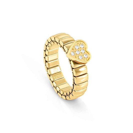 Nomination Extension Ring, Heart, Cubic Zirconia, Gold PVD, Stainless Steel