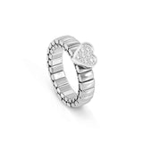 Nomination Extension Ring, Heart, Cubic Zirconia, Stainless Steel