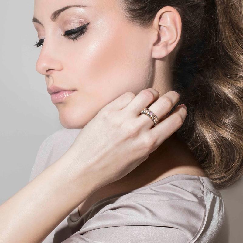 Nomination Extension Ring, Pink Coral, Rose Gold - angle