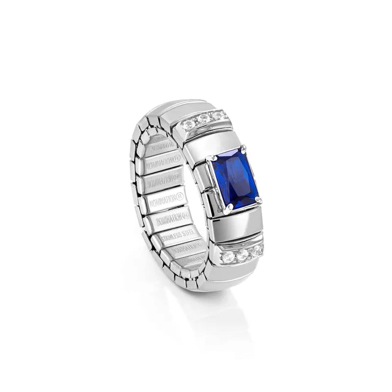 Nomination Extension Ring with Blue Baguette Stone