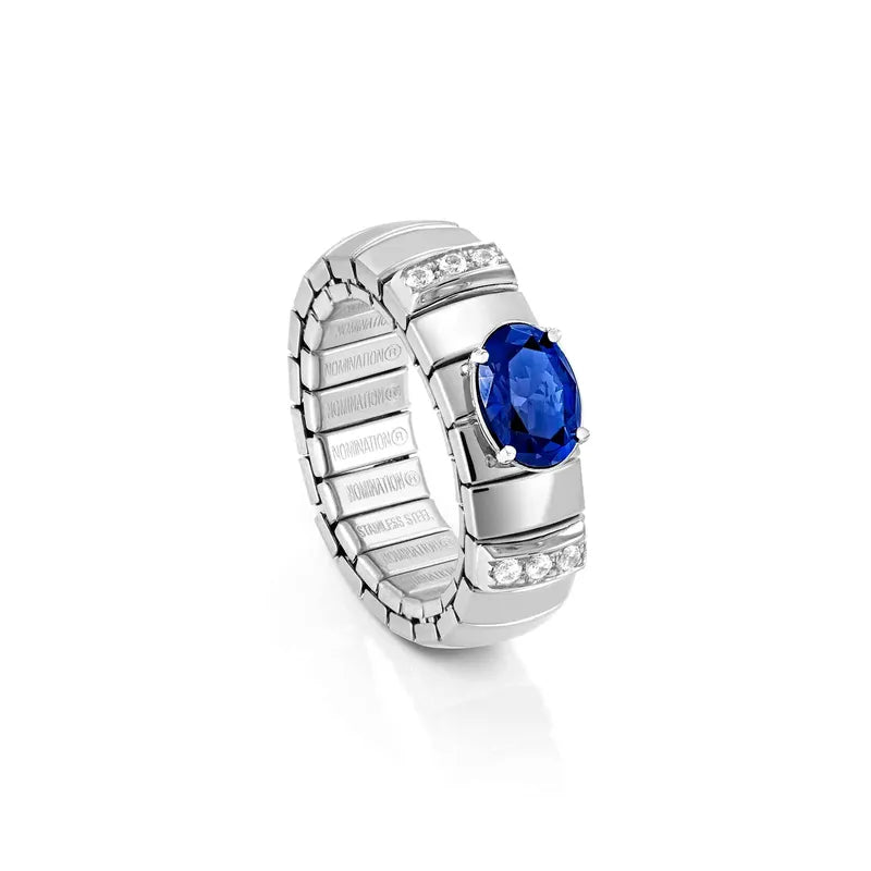 Nomination Extension Ring with Blue Oval Cubic Zirconia