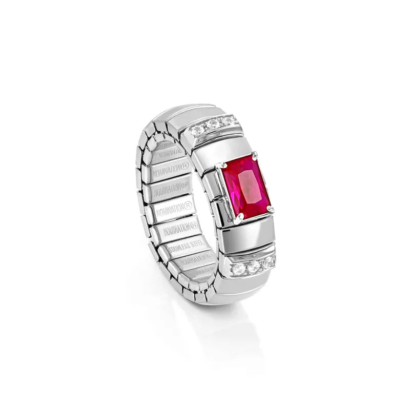 Nomination Extension Ring with Red Baguette Stone
