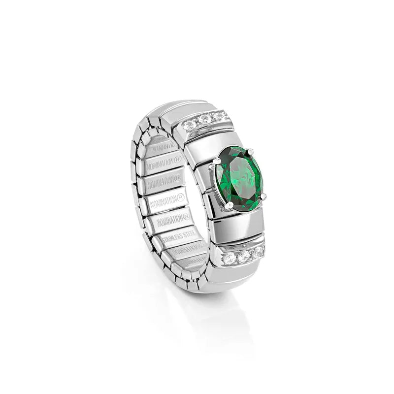 Nomination Extension Ring with dark Green Oval Cubic Zirconia