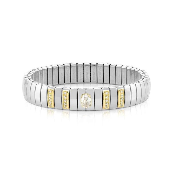 Nomination Extension Stainless Steel & Gold Oval Cubic Zirconia Bracel