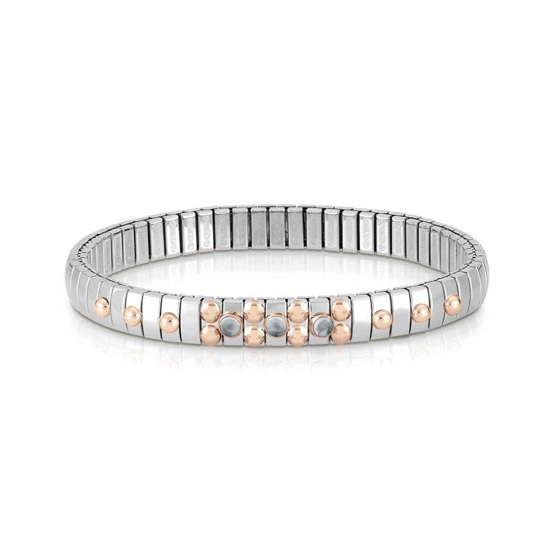 Nomination Extension Stretch Bracelet, 3 Light Blue Topaz Stones, 9K Rose Gold