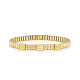 Nomination Extension Stretch Bracelet, 3 Squares, Cubic Zirconia, Gold PVD, Stainless Steel