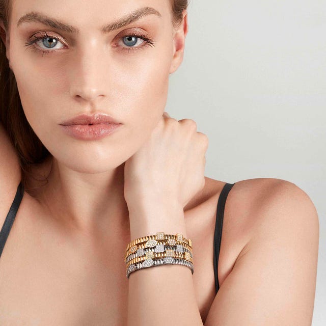 Nomination Extension Stretch Bracelet, 3 Squares, Cubic Zirconia, Stainless Steel