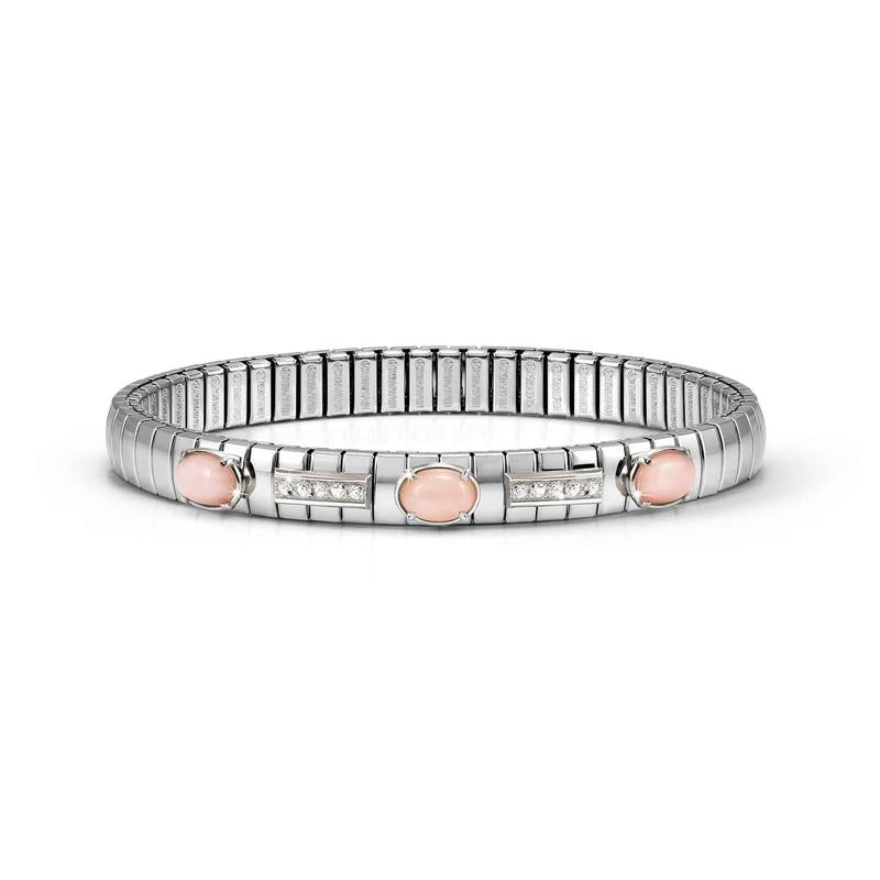 Nomination Extension Stretch Bracelet, 3 Stones, White Opal, Steel & 925 Sterling Silver