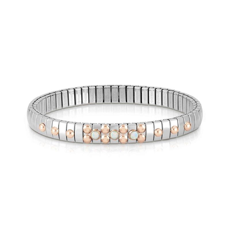 Nomination Extension Stretch Bracelet, 3 White Opal Stones, 9K Rose Gold