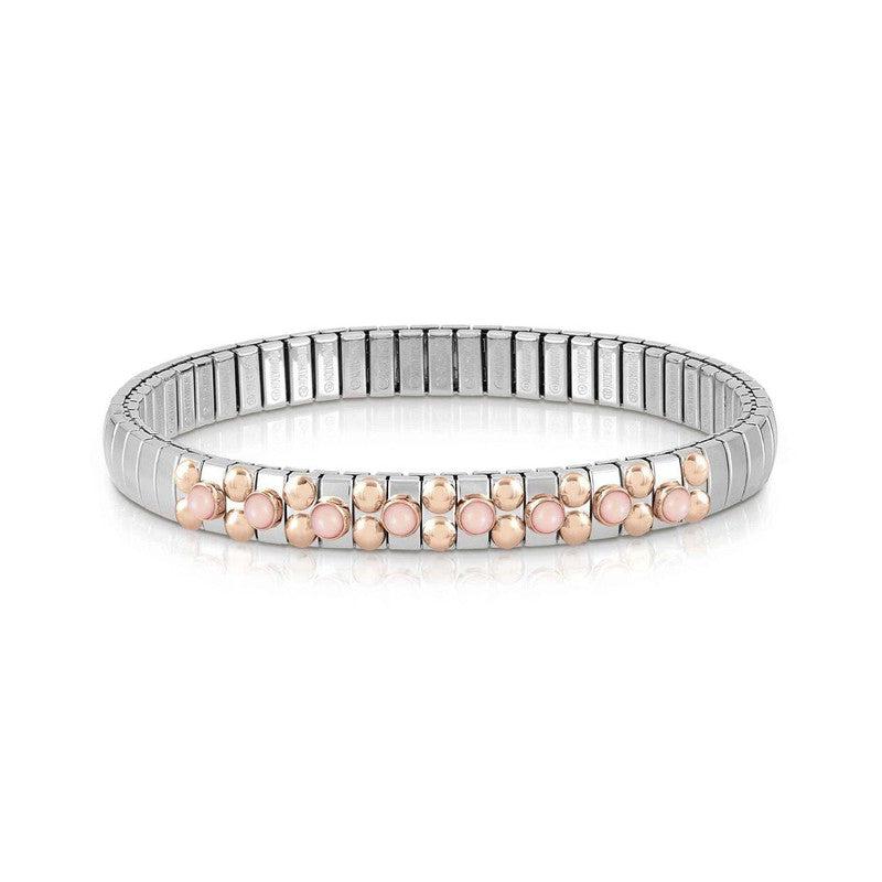Nomination Extension Stretch Bracelet, 8 Pink Coral Stones, 9K Rose Gold