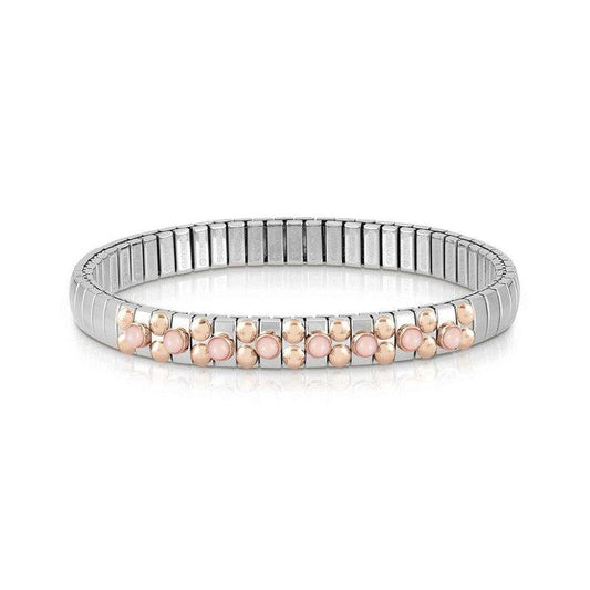 Nomination Extension Stretch Bracelet, 8 Pink Coral Stones, 9K Rose Gold