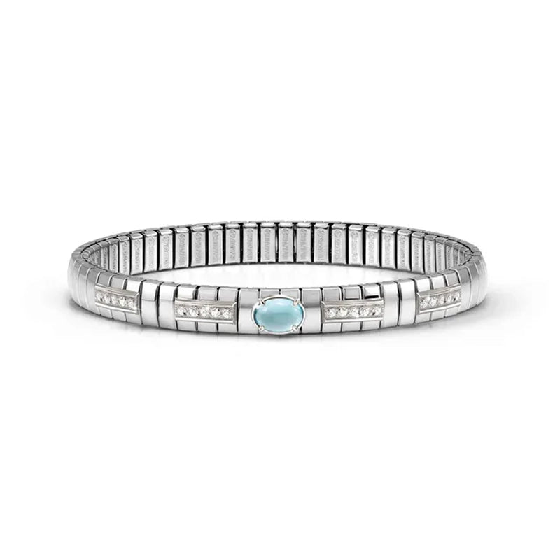 Nomination Extension Stretch Bracelet, Blue Topaz Stone, Steel & 925 Sterling Silver