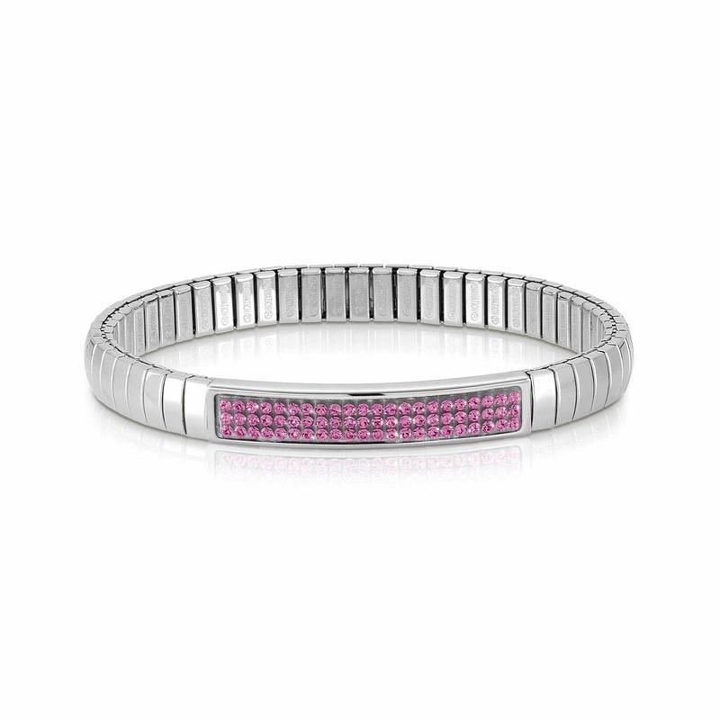 Nomination Extension Stretch Bracelet, Fuschia Crystals, Stainless Steel