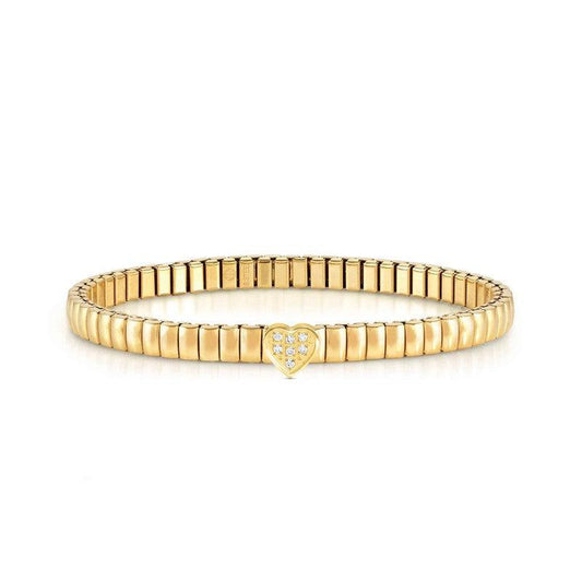 Nomination Extension Stretch Bracelet, Heart, Cubic Zirconia, Gold PVD, Stainless Steel