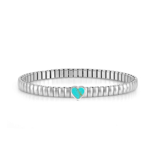 Nomination Extension Stretch Bracelet, Heart, Turquoise Stone, Stainless Steel