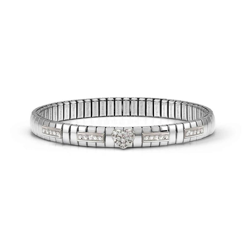 Nomination Extension Stretch Bracelet, Heart with CZ, Steel & 925 Sterling Silver