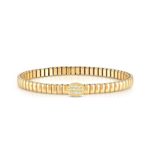 Nomination Extension Stretch Bracelet, Oval, Cubic Zirconia, Gold PVD, Stainless Steel