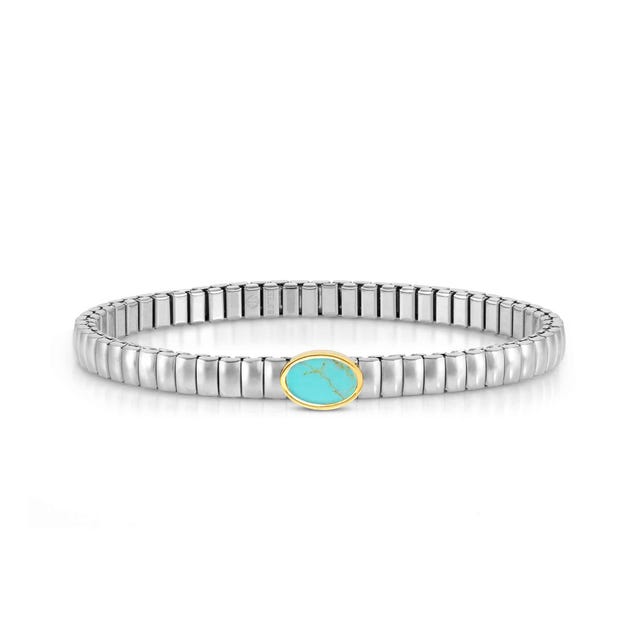 Nomination Extension Stretch Bracelet, Oval, Turquoise Stone, Gold PVD, Stainless Steel