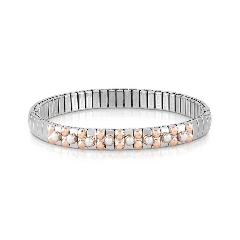 Nomination Extension Stretch Bracelet, Pearl Stone, 9K Rose Gold, Stainless Steel