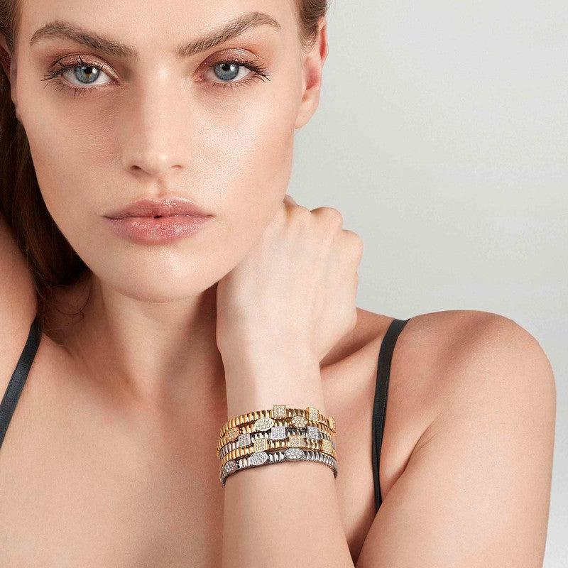 Nomination Extension Stretch Bracelet, Square, Cubic Zirconia, Stainless Steel