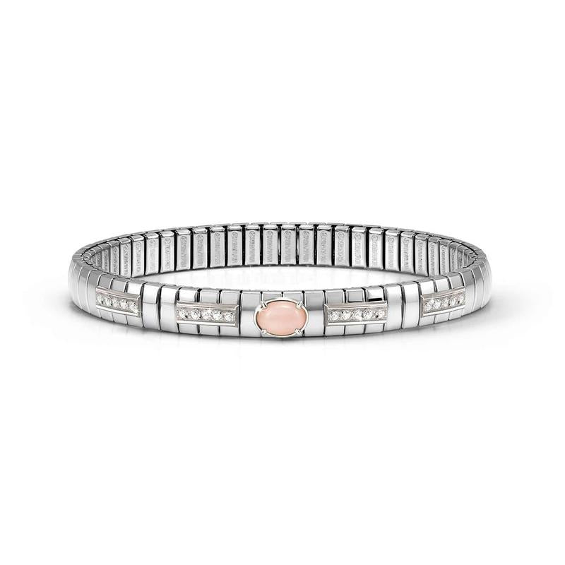 Nomination Extension Stretch Bracelet, White Opal Stone, Steel & 925 Sterling Silver