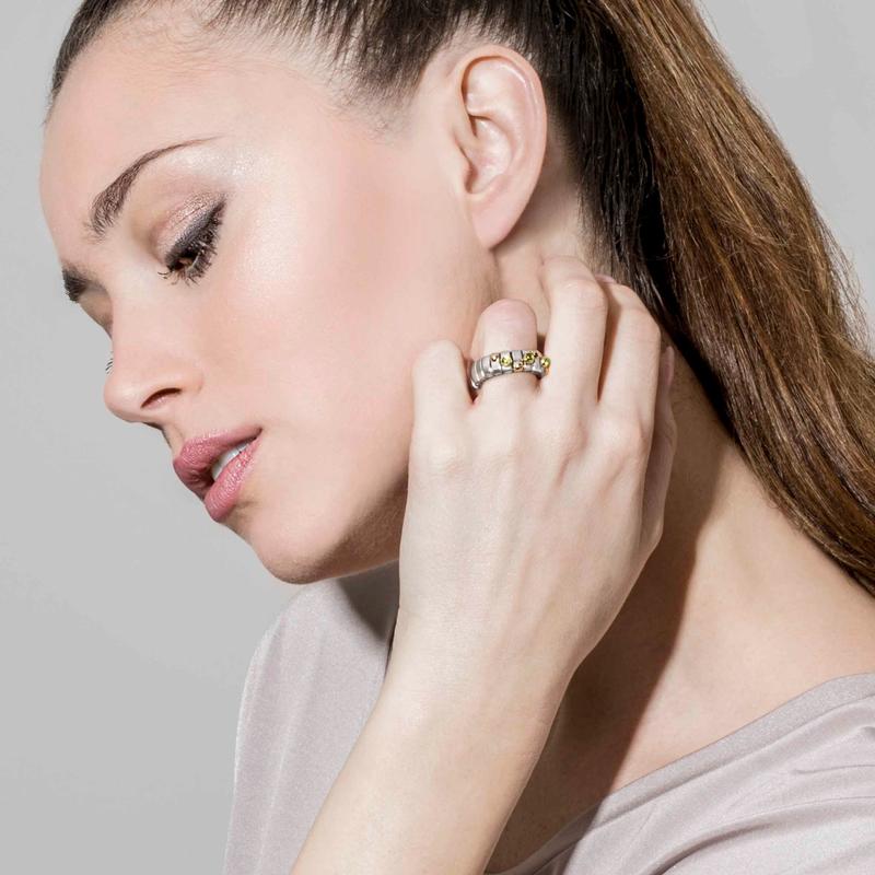Nomination Extension Stretch Ring, Small Stones, 18K Gold - Turquoise 2