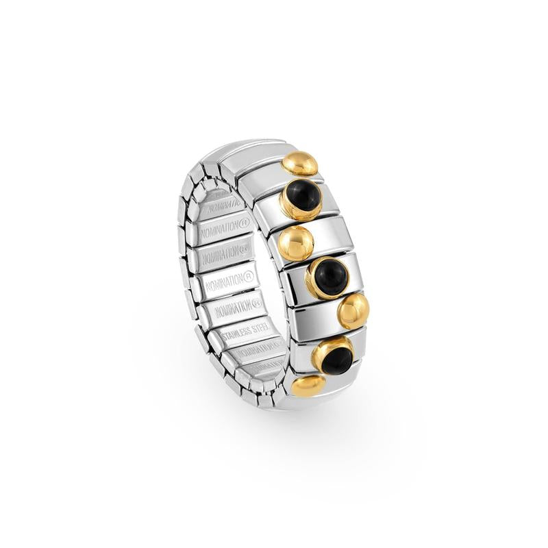 Nomination Extension Stretch Ring, Small Stones, 18K Gold - Black Agate