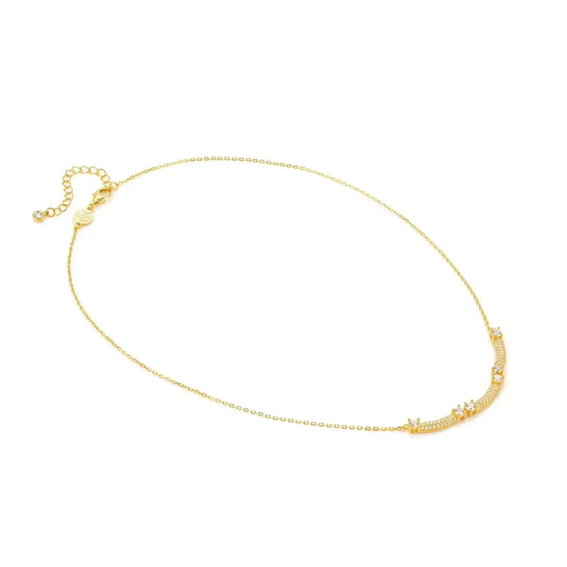 Nomination Fashion Era Necklace with 3 Bar & Cubic Zirconia, PVD Yellow Gold