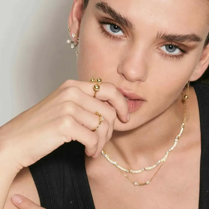 Nomination Fashion Era Ring with 3 Spheres, PVD Yellow Gold