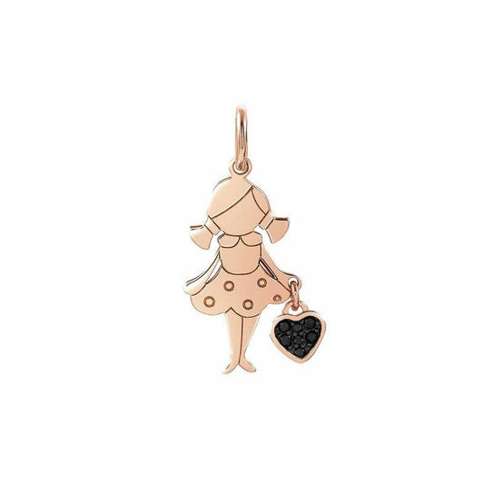 Nomination Girl Charm With Heart, 22K Rose Gold Plated