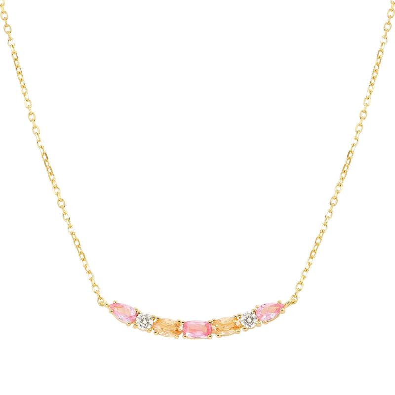 Nomination Gold Colour Wave Aurora Short Bar Cubic Zirconia Necklace