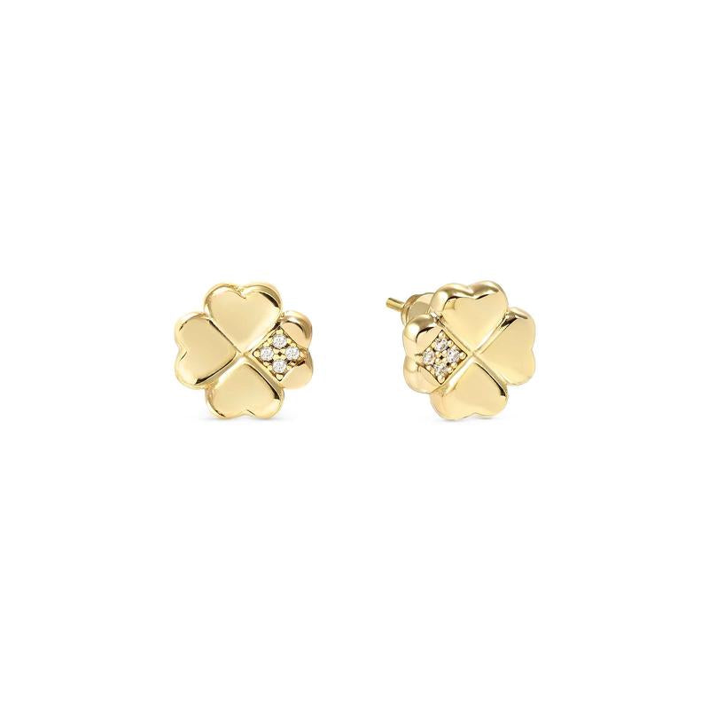 Nomination Gold Petit Sparkle Four-Leaf Clover Stud Earrings