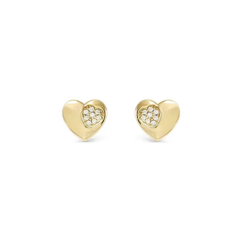 Nomination Gold Petit Sparkle Heart Stud Earrings