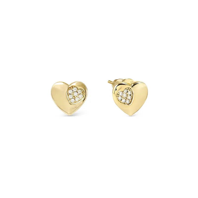 Nomination Gold Petit Sparkle Heart Stud Earrings