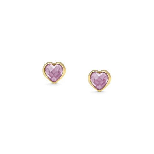 Nomination Heart Facet YG Stud Earrings Pink Syn. Turquoise