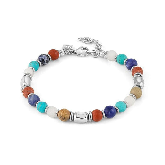 Nomination Instinct Bracelet, Multiple Stones, Red, Blue, White, Turquoise, Sand, Stainless Steel