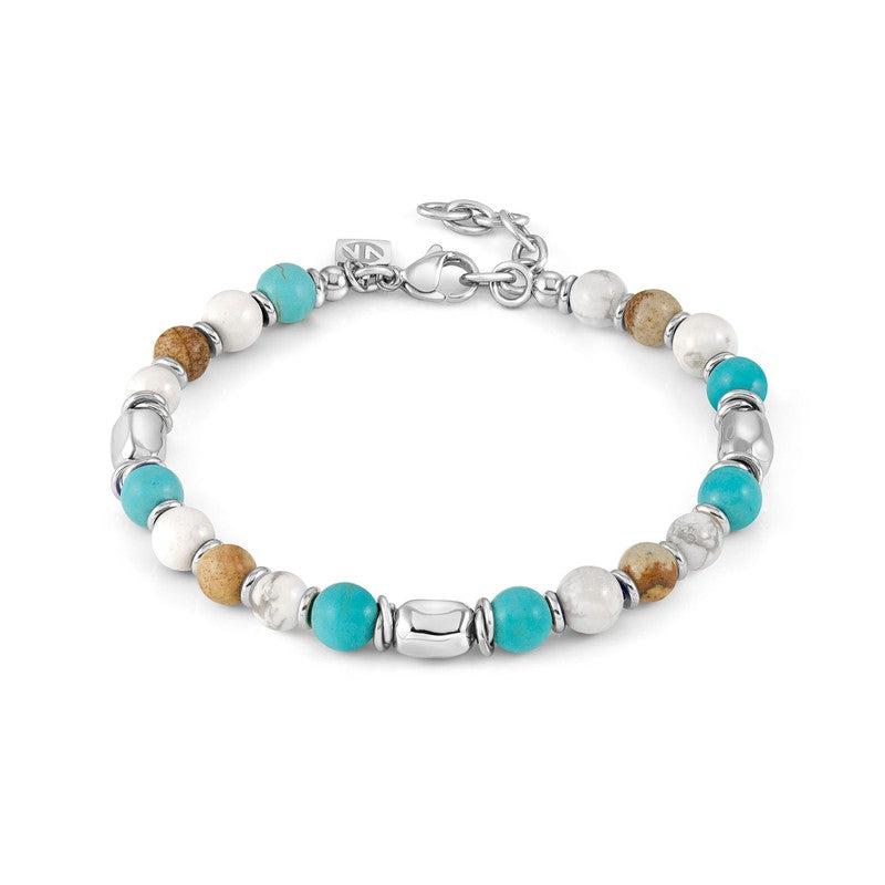 Nomination Instinct Bracelet, Multiple Stones, White, Turquoise, Sand, Stainless Steel